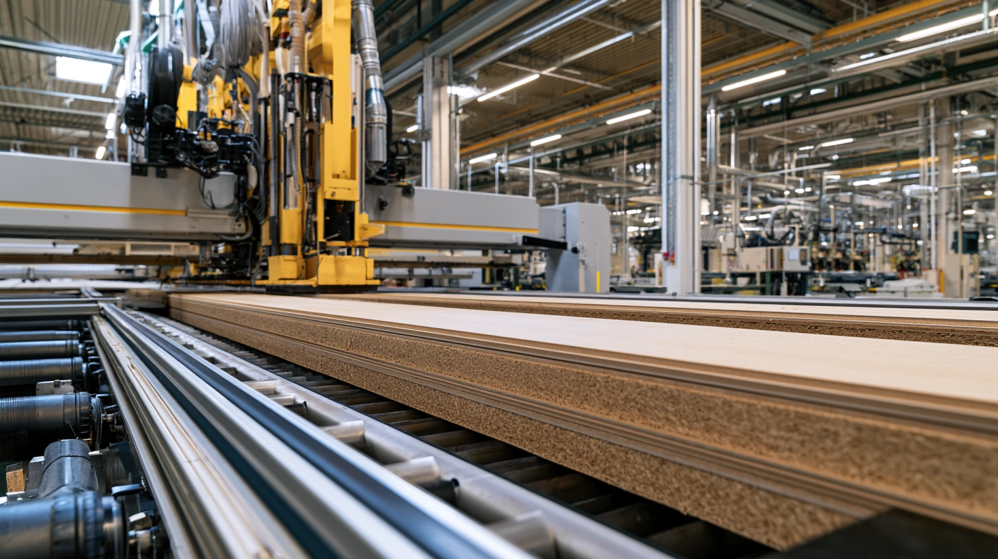 Modern manufacturing facility producing engineered wood siding panels