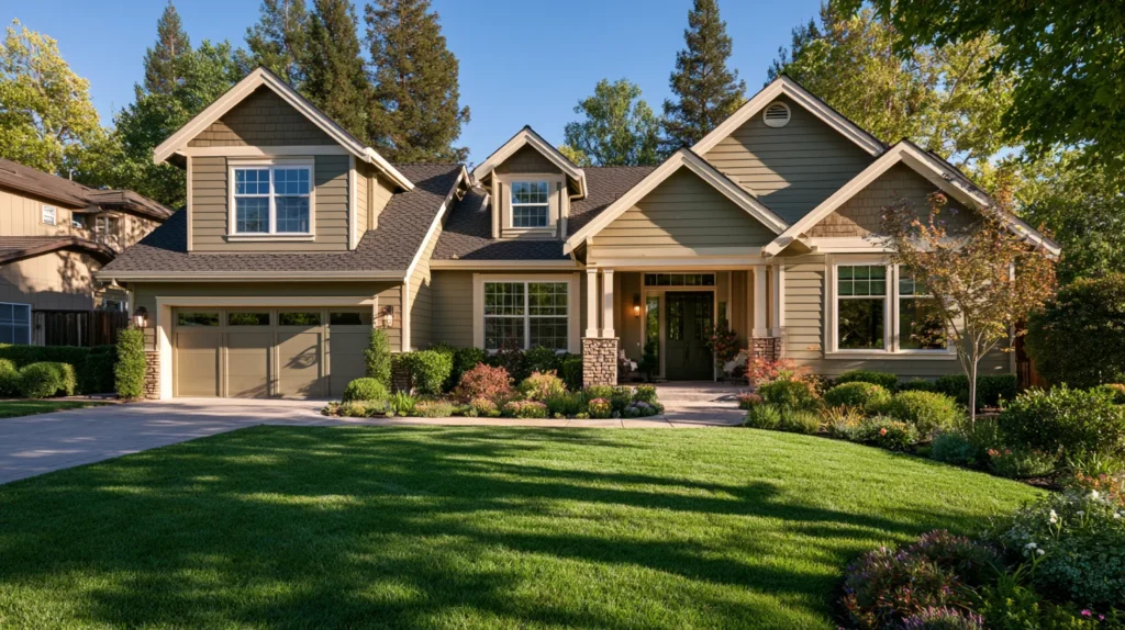 Modern home showing new fiber cement siding replacing damaged exterior siding